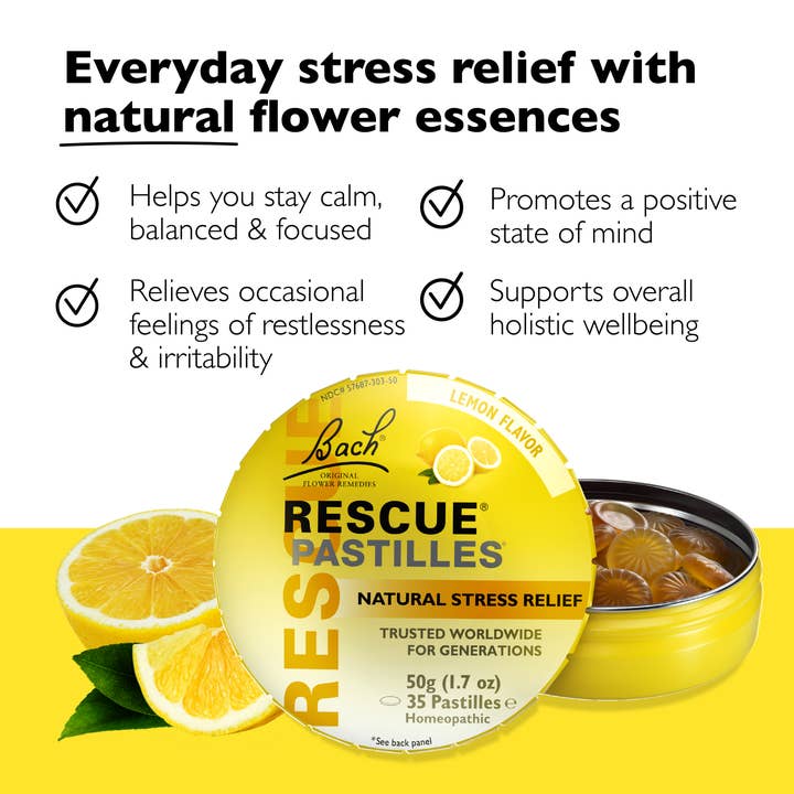 RESCUE & Bach Original Flower Remedies - Wholesale Lozenges/Cough Drops - Bach Rescue Pastilles Natural Stress Relief Lozenges 50g7