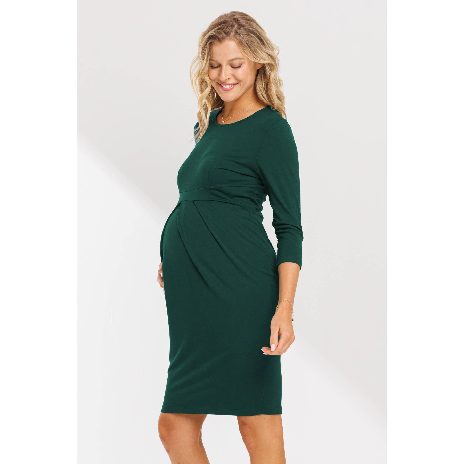 Hello Miz - Wholesale Dress - Maternity - Pleated Quarter Sleeve Maternity Solid Dress13