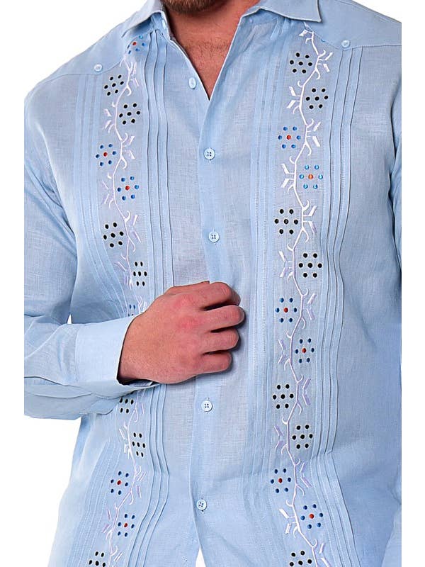 Azucar & Bohio - Wholesale Button Down Shirt - Men's - Men's Linen Guayabera Style Embroidered Shirt6