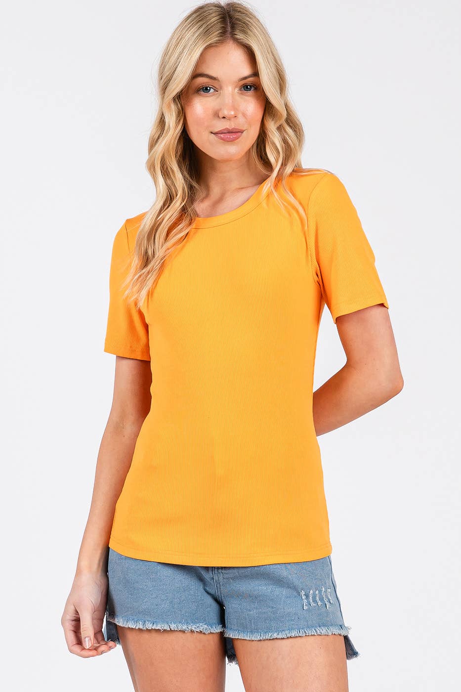 mittoshop – wholesale Knit top – Women's – RIBBED ROUND NECK SHORT SLEEVE BASIC CLASSIC TEE17