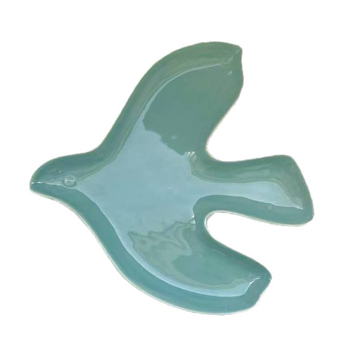 Frosted blue bird dish L20 W20 H5cm for wholesale by Opjet Paris