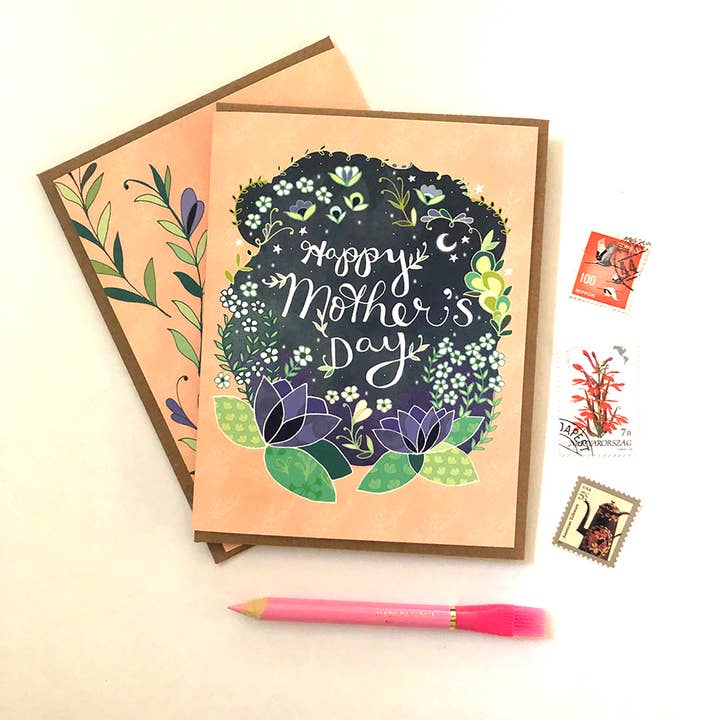 Cynla – Cartão de Dia da Mãe por atacado – Cartão do dia das mães - lírios, flores estrelas cartões mãe