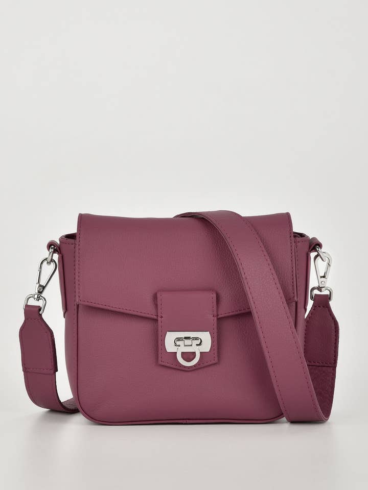 Charlotte Leather Turnlock Closure Crossbody Bag for wholesale by GABEE PRODUCTS