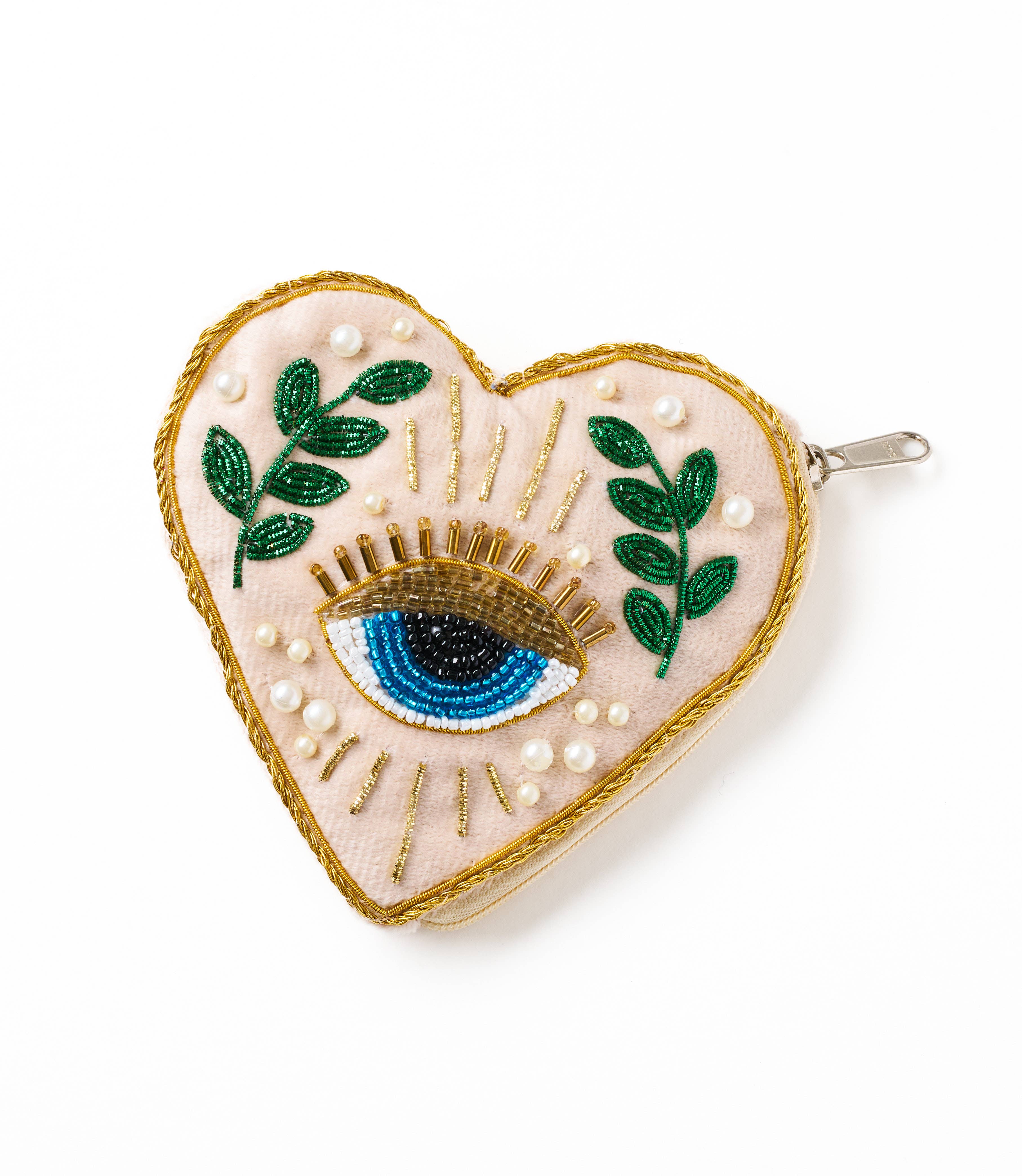 Matr Boomie Fair Trade - Wholesale Coin Purse - Women's - Manku Beaded Heart Zippered Coin Purse Pouch3