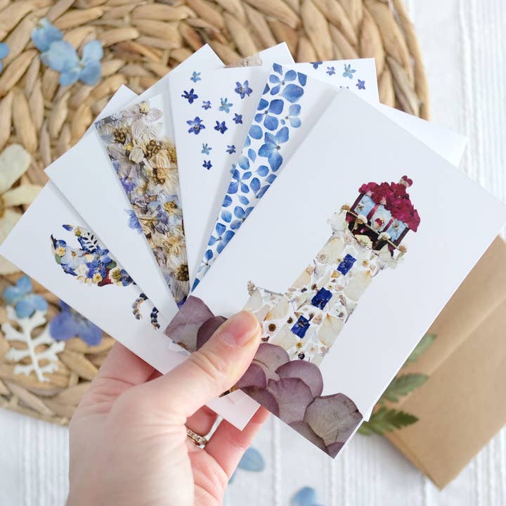 Lot mixte, fleur pressée nautique, jeu de cartes pour la vente par Seek & Bloom Creative Co.