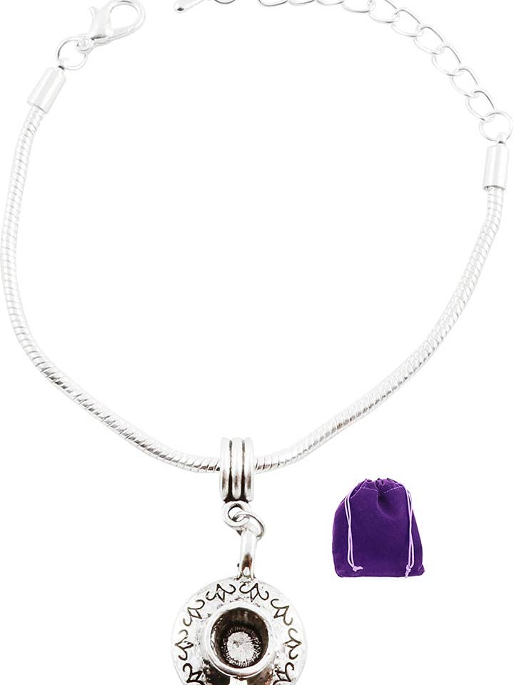 Tea Jewelry | Teetasse und Untertasse mit Schriftrollen Edelstahl Schlangenkette Bettelarmband für den Großhandel von Dave The Bunny