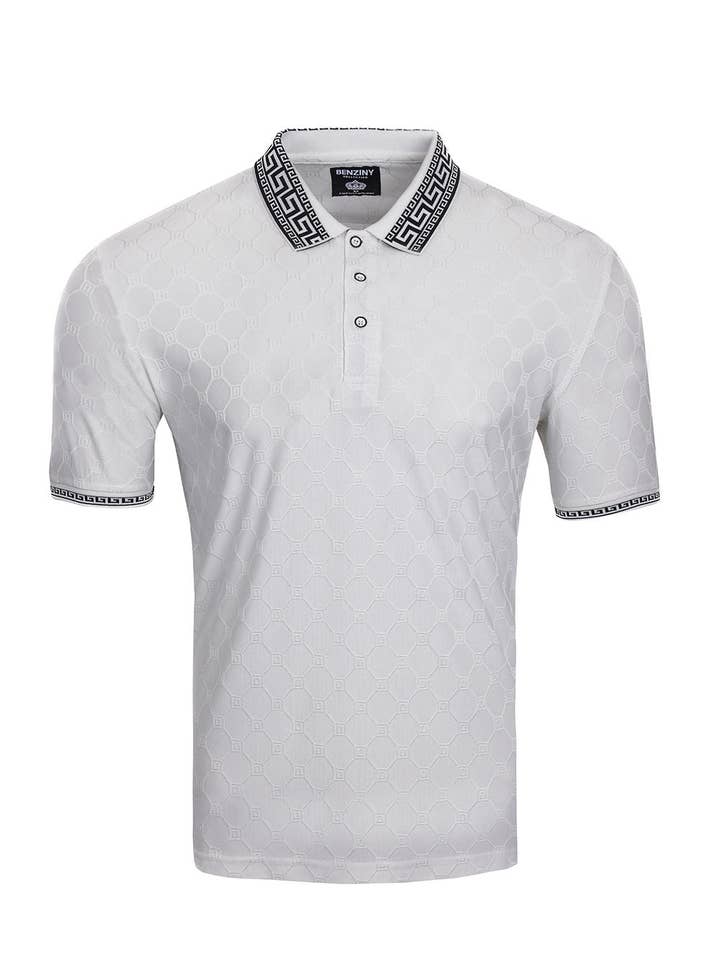 BARABAS - Wholesale Polo - Men's - Greek Key Collar Pattern Polo Shirt BZ109