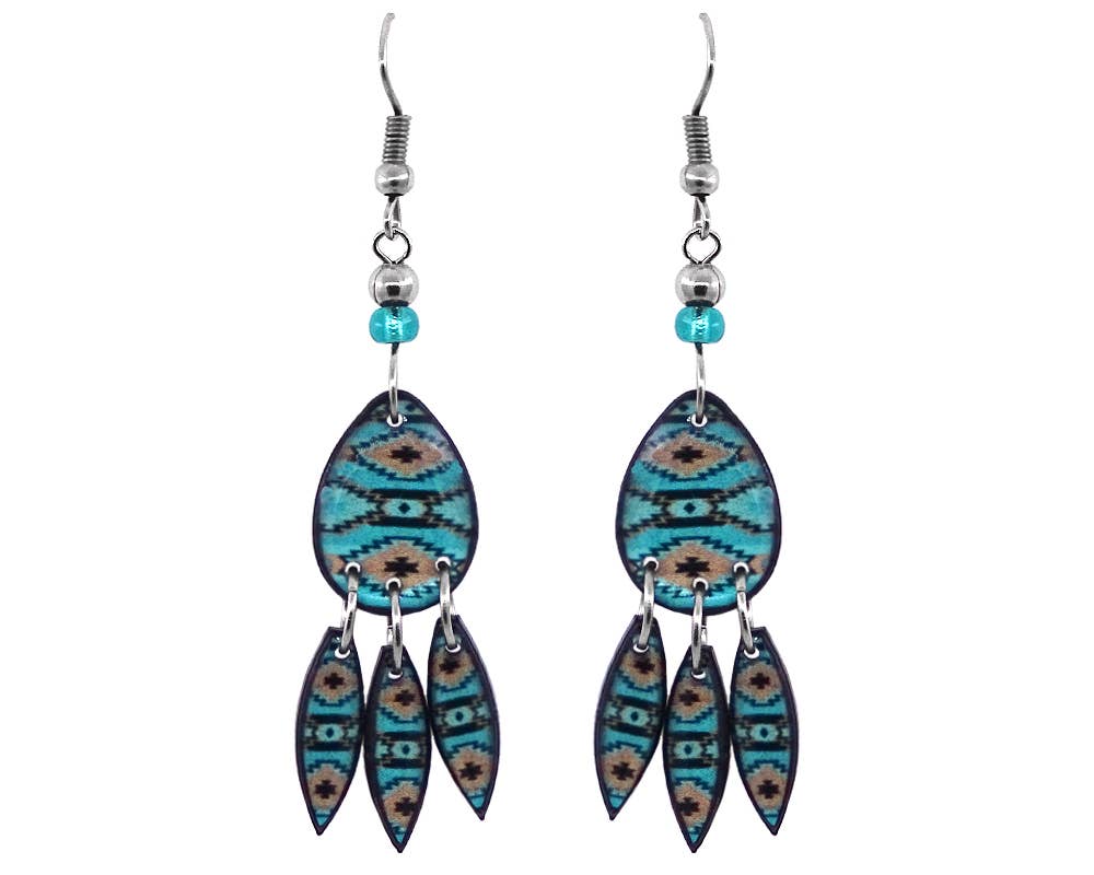 Pichincha - Wholesale Dangle Earrings - Acrylic Southwest Style Geometric Shape Long Dangle Earrings2