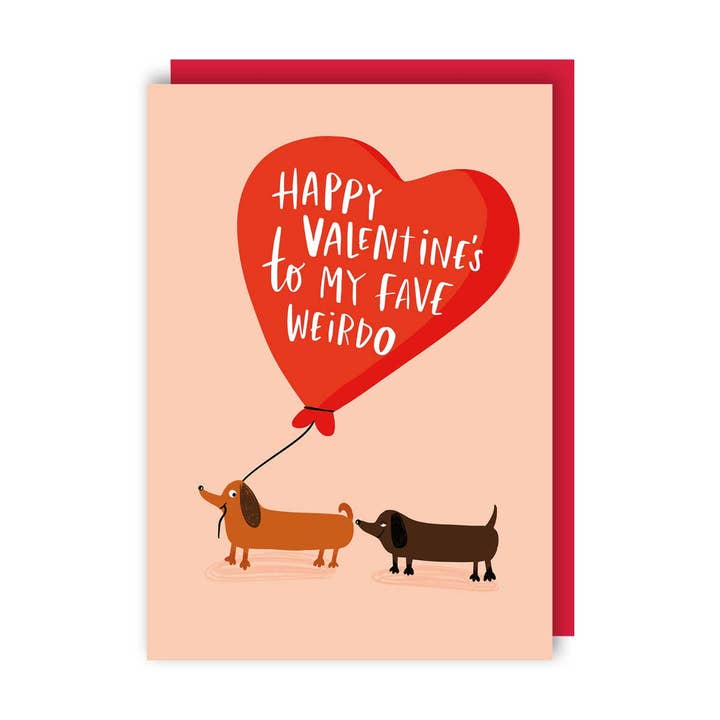 Lucy Maggie Designs - Wholesale Valentine's Day Card - Fave Weirdo Sausage Dog Valentines Card