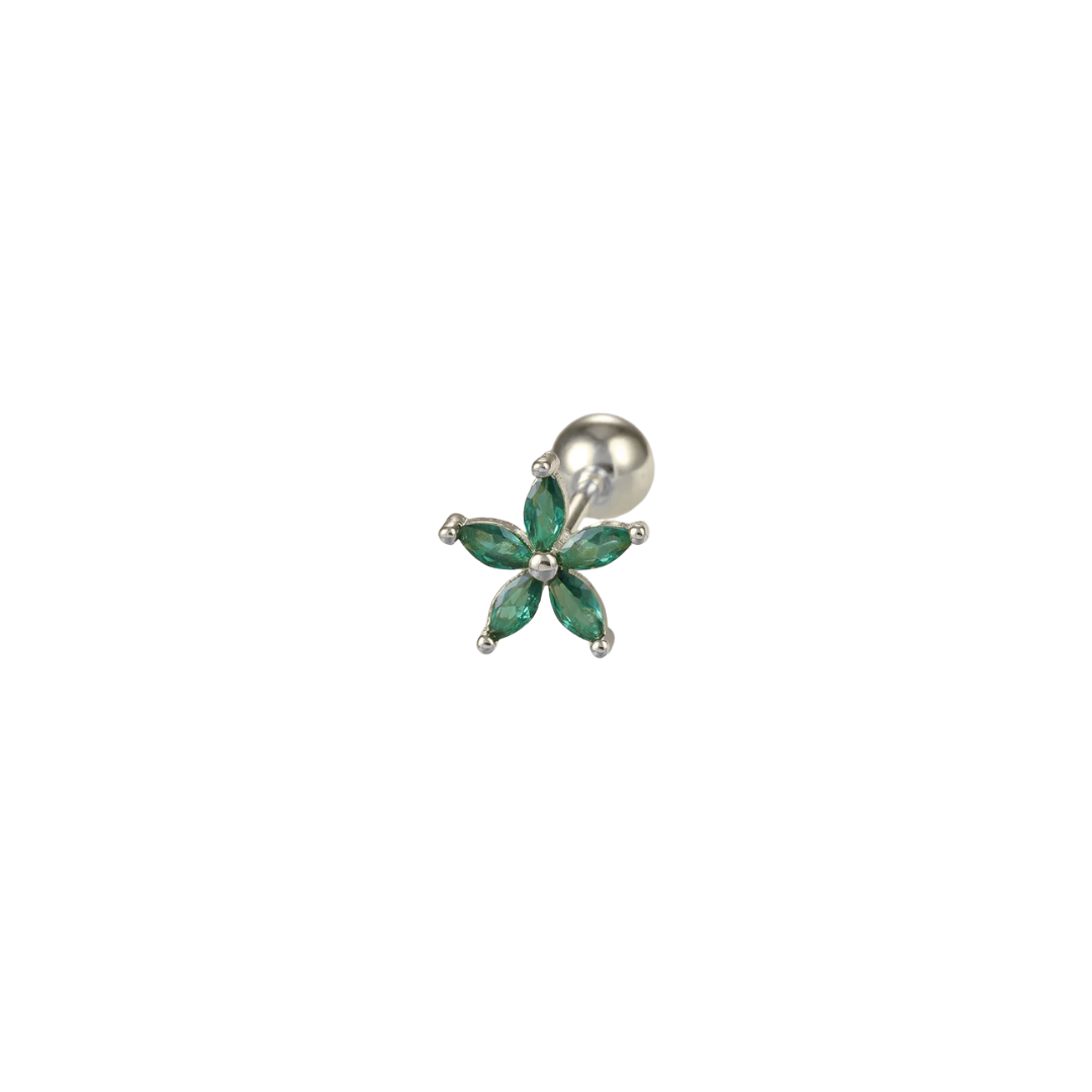 Rosies - Wholesale Single Earring - Piercing classic flower green2