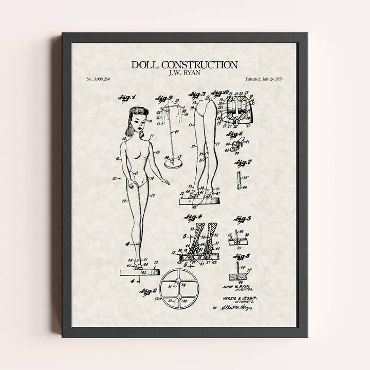 Barbie Toy Patent Print for wholesale by Damon D Chan