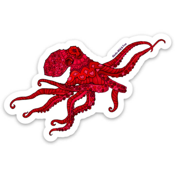 Pulpo - Pegatina de pulpo para venta al por mayor de Alaska Wild & Free