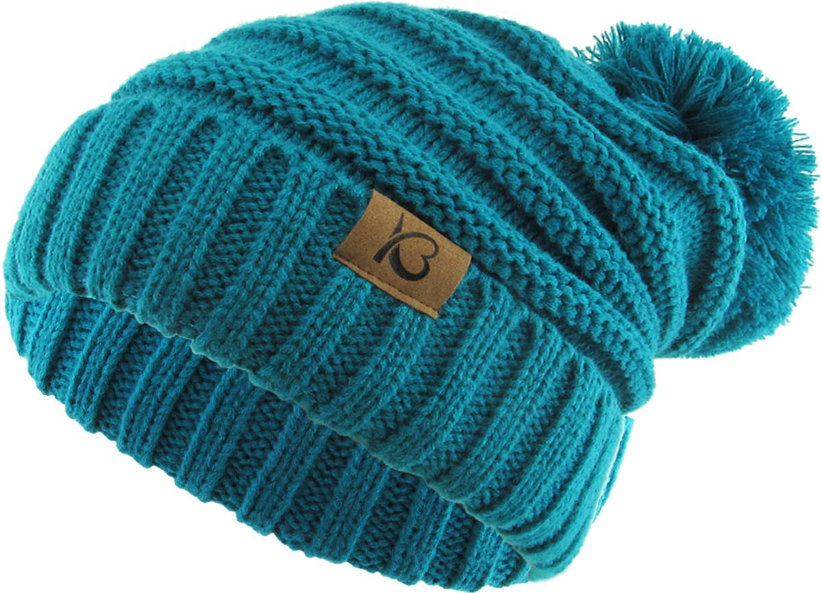 KBETHOS – Großhandel Beanie – Damen – Chunk Pom Pom Grobstrick-Mütze mit Zopfmuster und Rippenstrick29