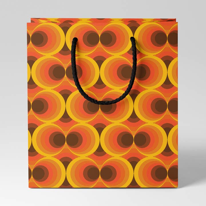 Orange Circles Retro Gift Bag for wholesale by GiGi Thomas Designs