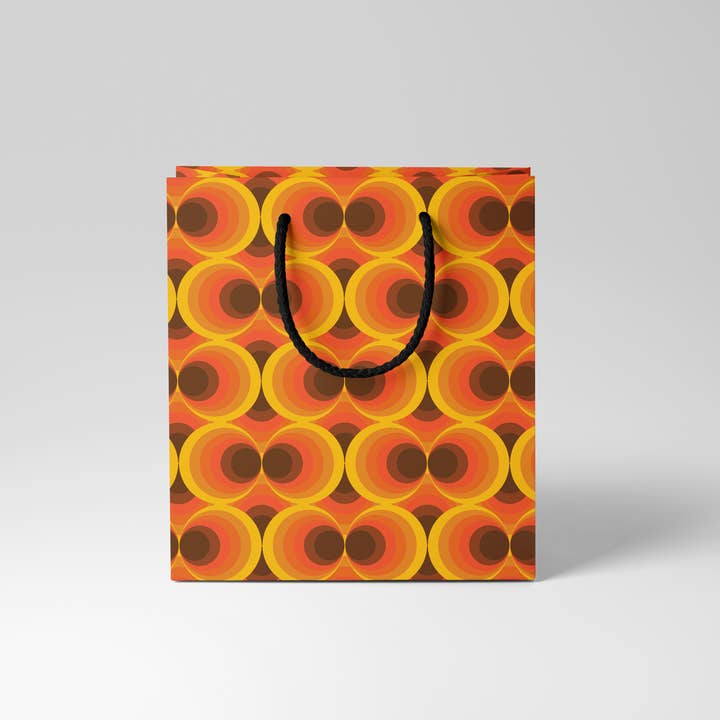 Orange Circles Retro Gift Bag for wholesale by GiGi Thomas Designs