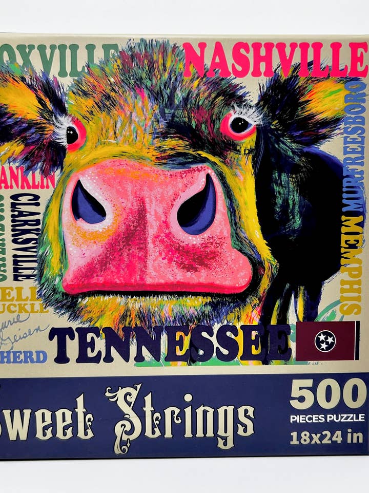 Tennessee Puzzle - Cow Art by Laurie Geisen for wholesale by Sweet Strings