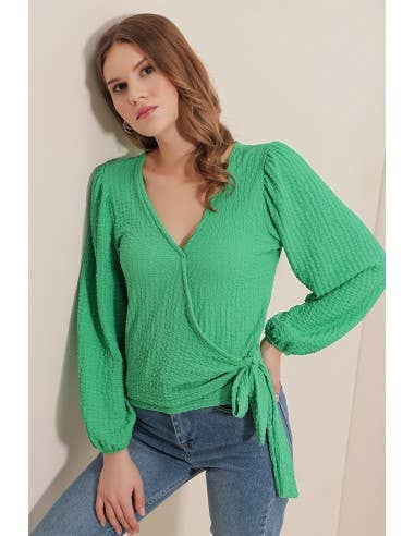 Mani Textile - Wholesale Blouse - Dames - Cache Coeur hemd - Groen2