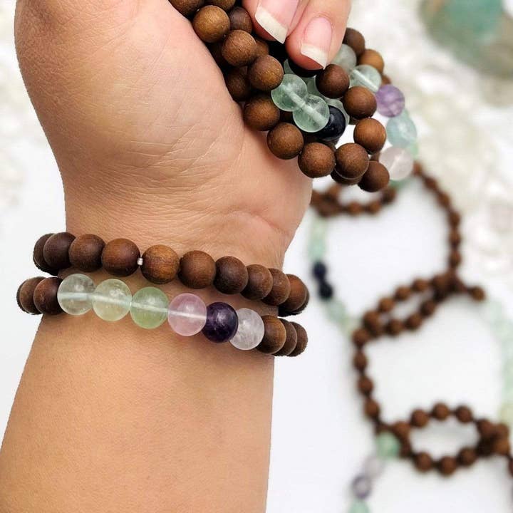 Crystal Sandalwood Bead Bracelets with Fluorite and other Purchase Wholesale sandalwood beads. Free Returns & Net 60 Terms on Faire trending on Faire.