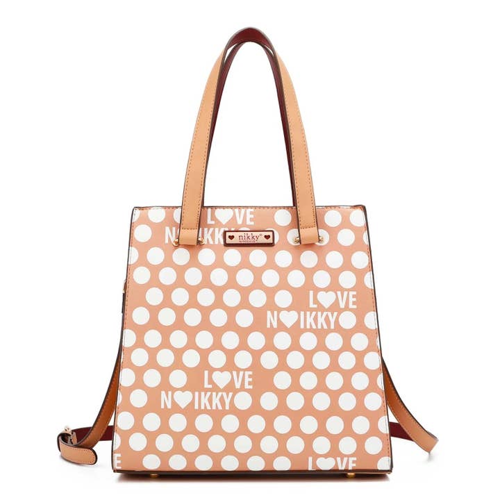 Polca Dot Nikky Women's Tote Handbag for wholesale by M&M HANDBAGS, LLC.
