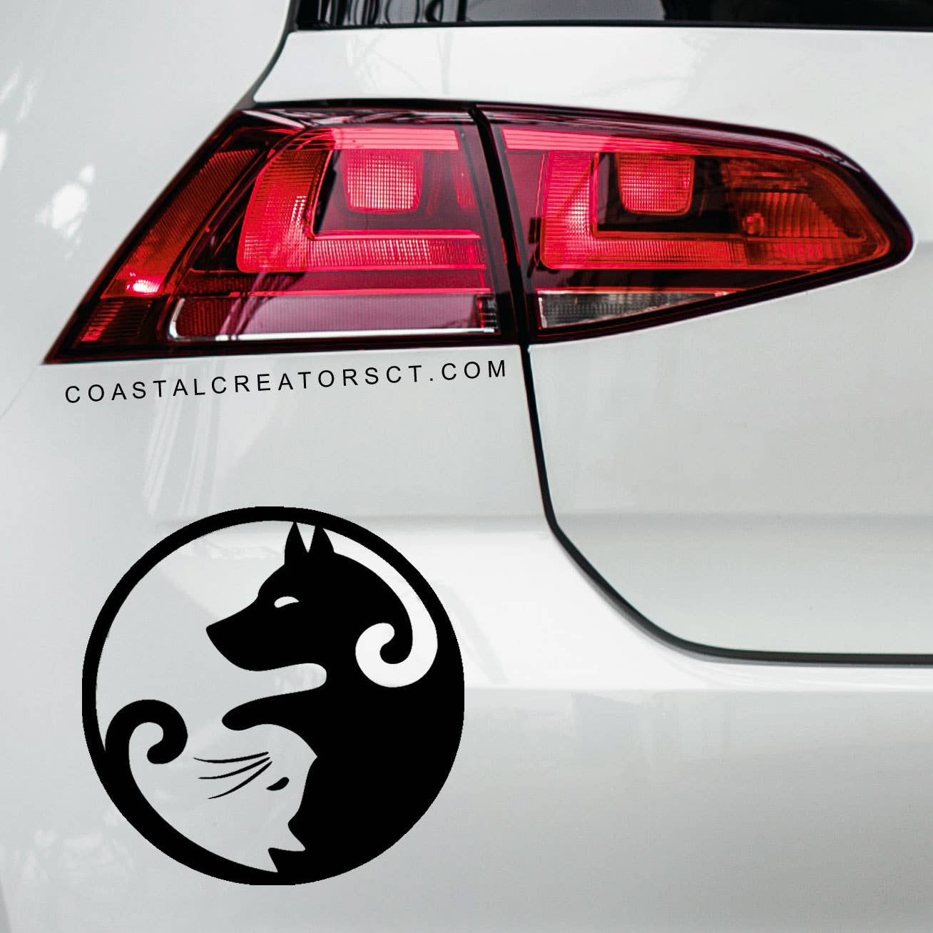 Coastal Creators of Connecticut - Wholesale Sticker - Yin Yang Dog & Cat Vinyl Sticker (Black, Packaged)4