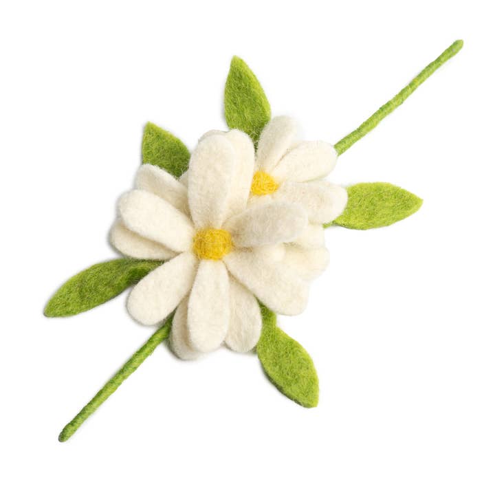 Felt Daisy Wire Gift Wrap Daisy White for wholesale by Global Goods Partners