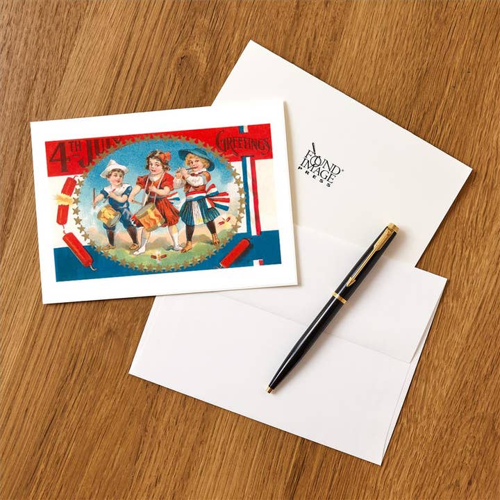 Found Image Press - Wholesale Stationery/Notecard Set - Greeting Card JF-28 4th of July Greetings, Child Fife and Dr1