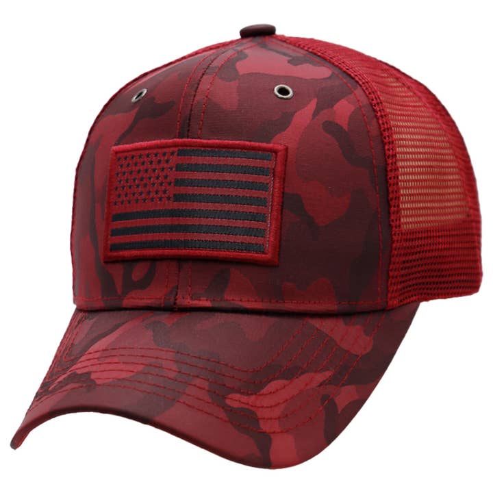 Cap Zone - Wholesale Trucker Hat - Unisex - American Flag Camo Mesh Trucker Hat3