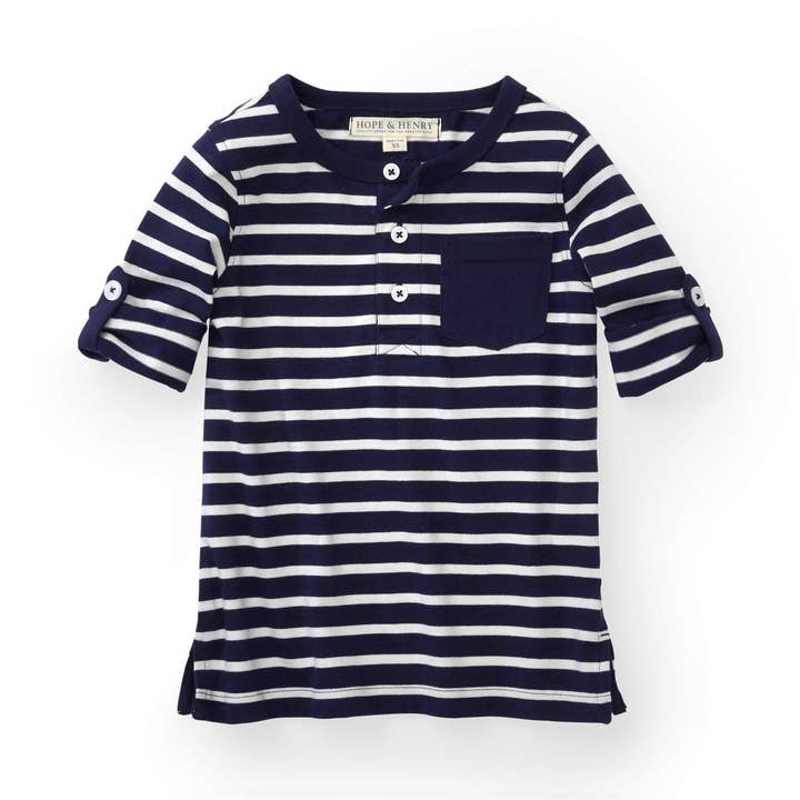 Henley Pocket Tee with Rolled Sleeves for wholesale by Hope and Henry