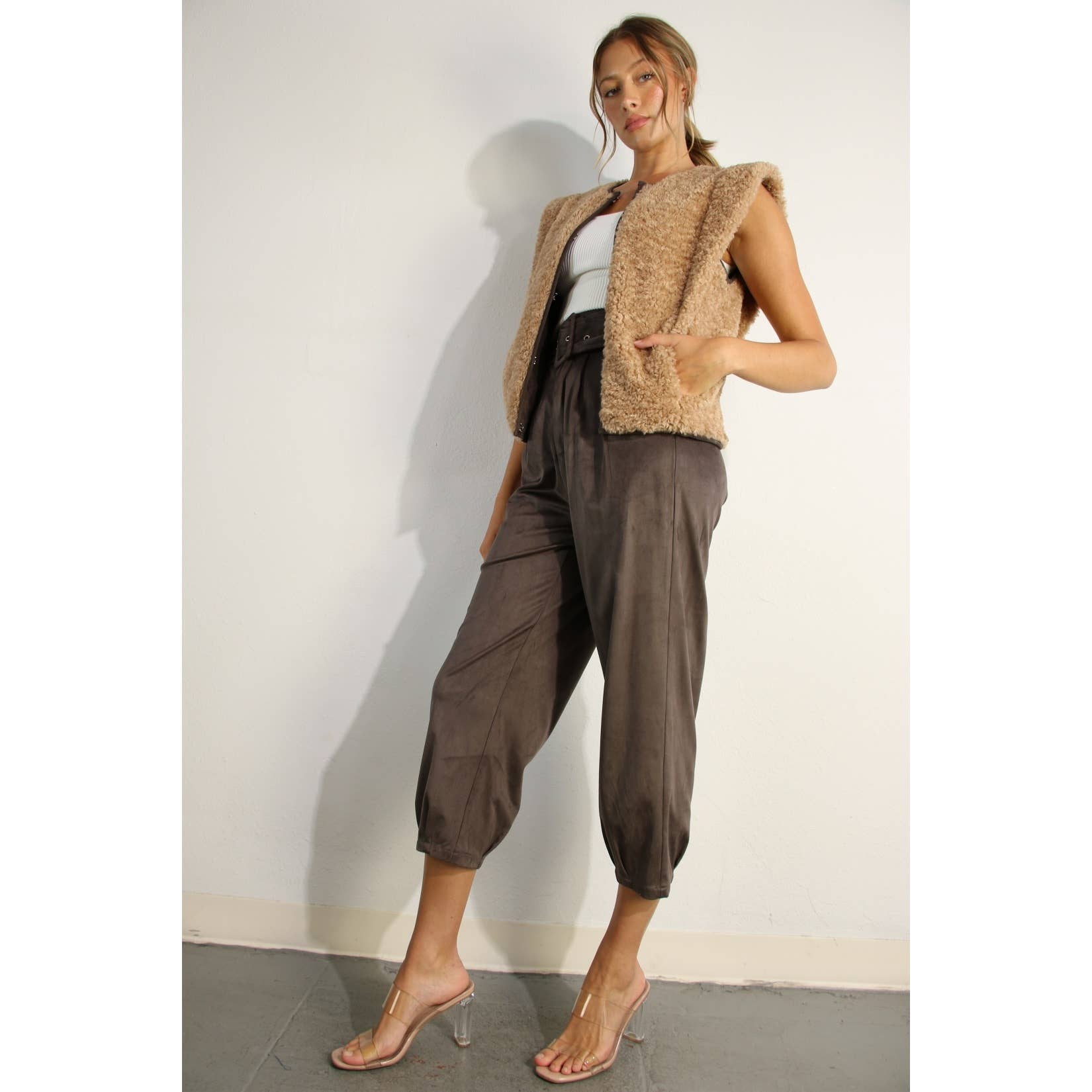 BROWN SUEDE PANTS for wholesale on Faire7