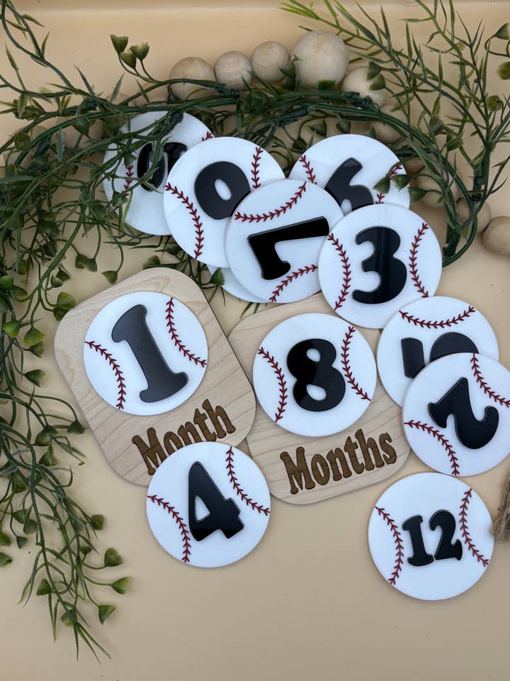 Baseball Baby Monthly Milestone Marker Sign Set for wholesale by PepperJack Designs