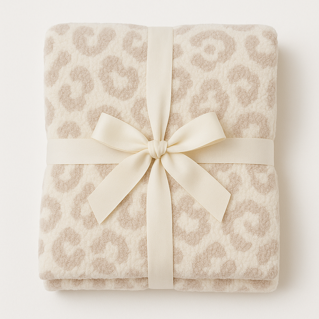 Thomas and Lee Company - Wholesale Throw Blanket - Luxe Leopard Throw Blanket - Stone Leopard0