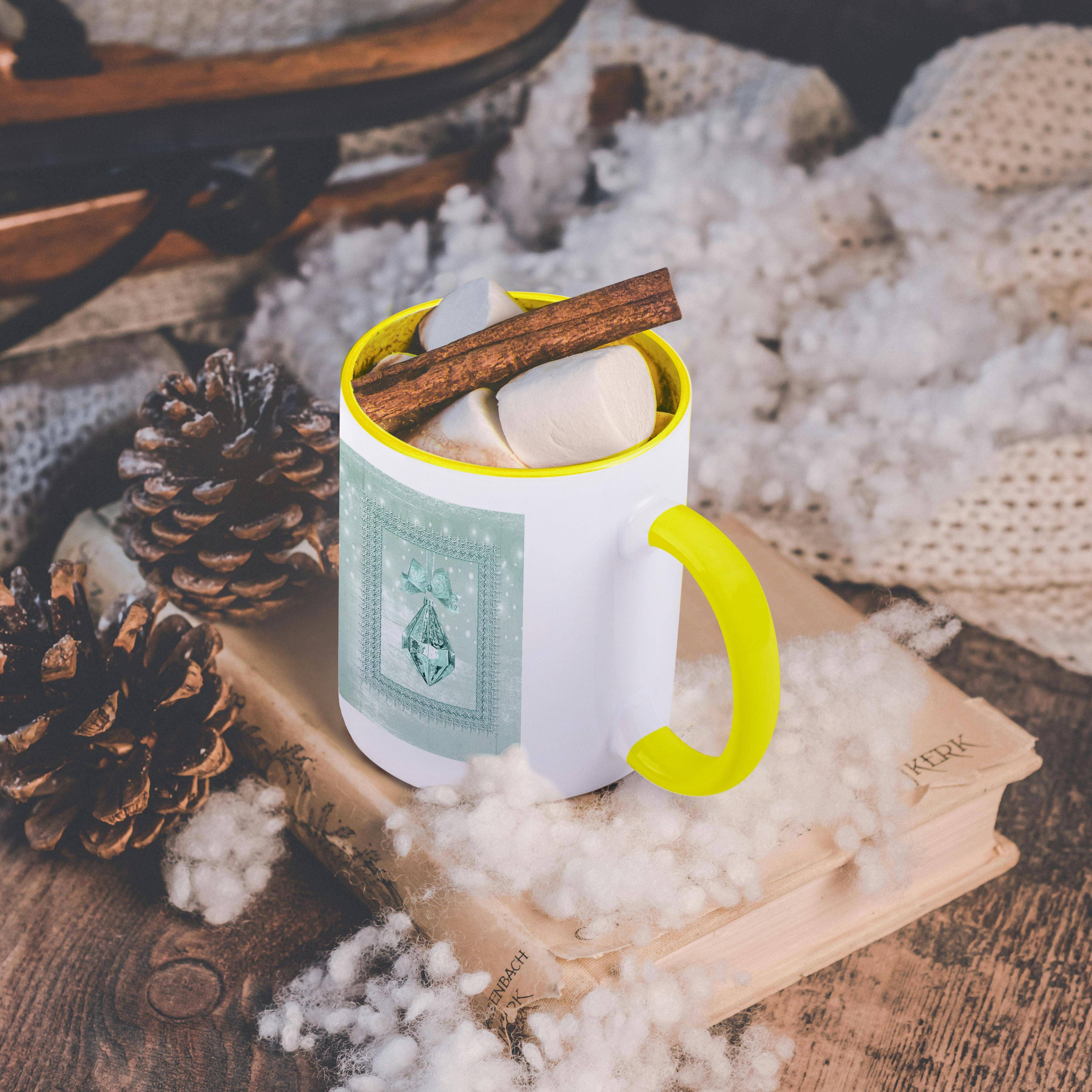 3dRose - Wholesale Coffee Mug - 3dRose, Pastel Mint Green Crystal Look Ornament in Frame on Lights, Mug5