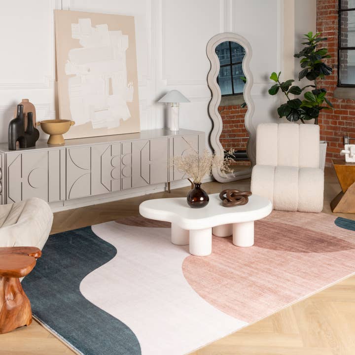 Multi Tapete de Área Interior Creme Verde Abstrato para venda a revendedores na Faire3