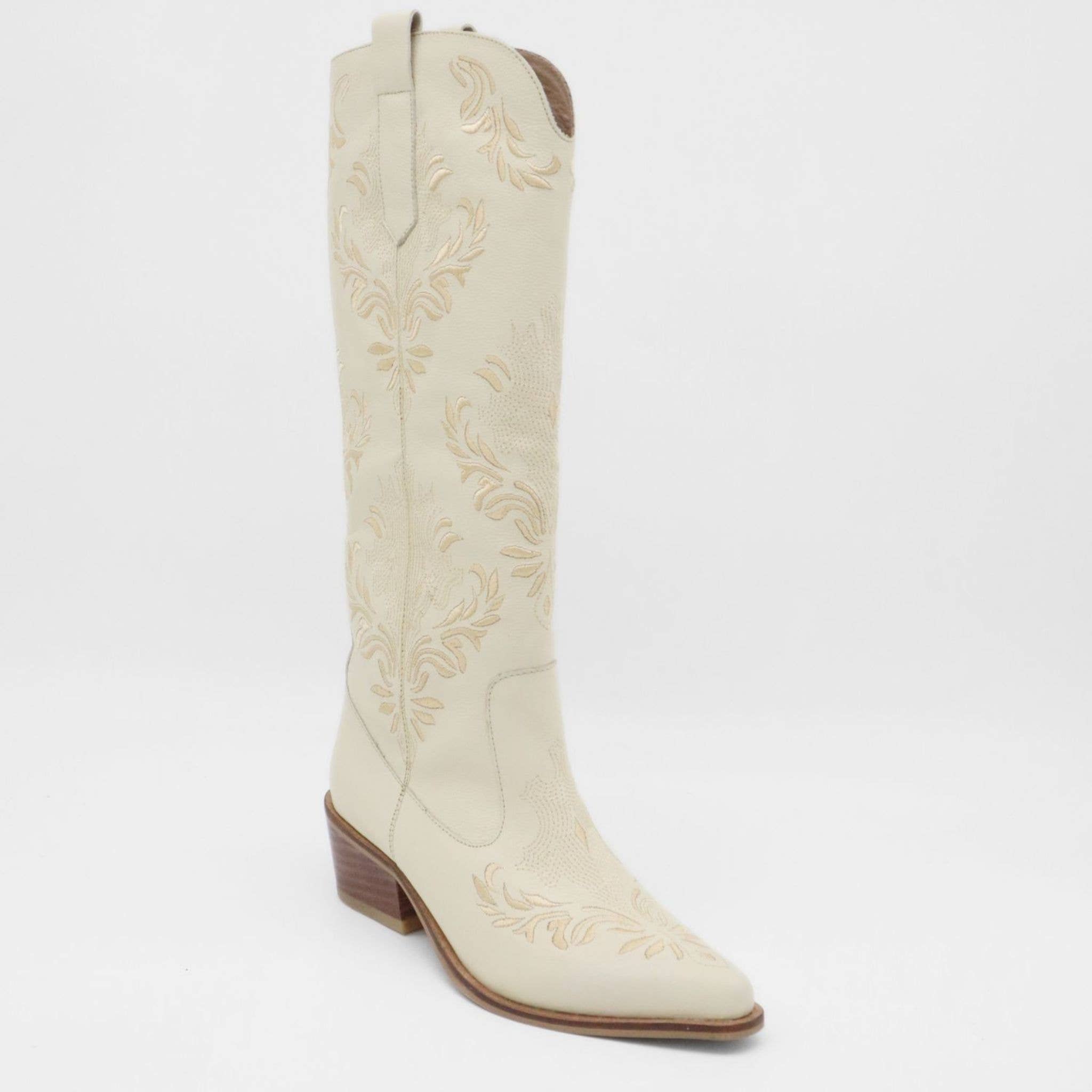 Jolene western cowboy boots in ivory leather women shoes for wholesale on Faire6