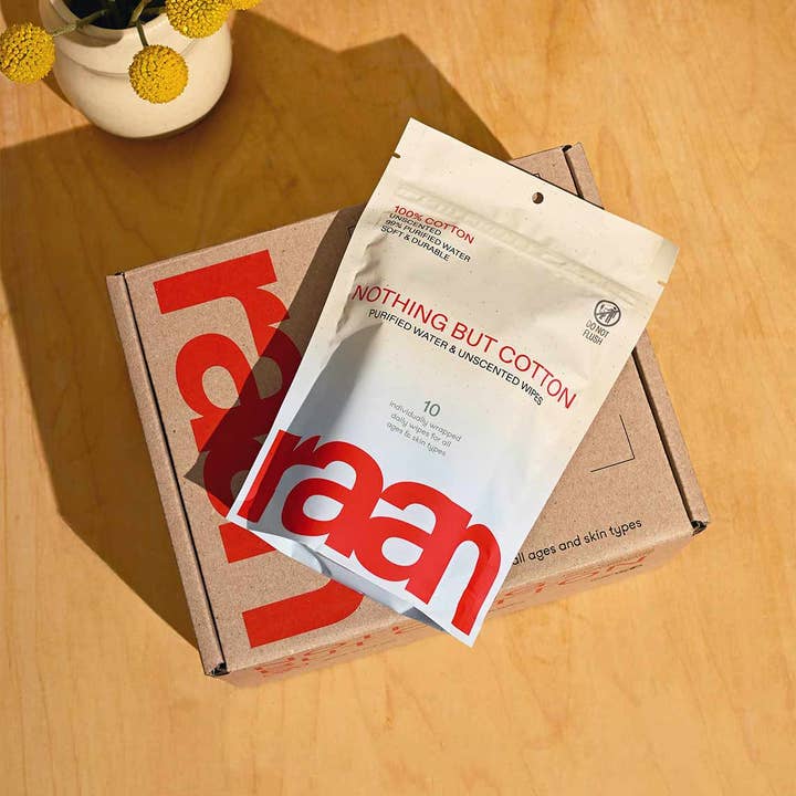 Raan inc - Wholesale Face & Body Wipes - 100% COTTON WATER WIPES, UNBLEACHED. POCKET SIZE6