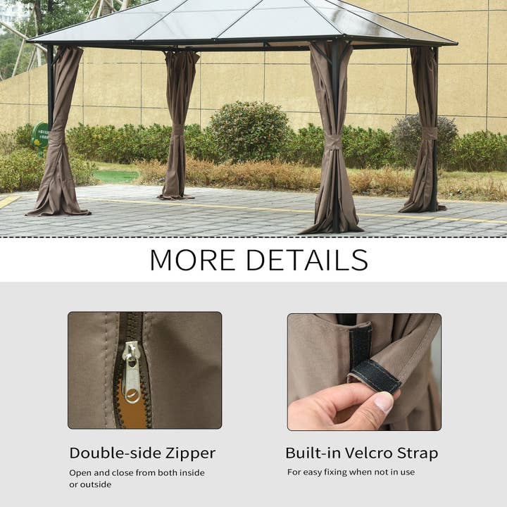 39F Inc. - Wholesale Outdoor Ornament/Decor - 10x12ft Gazebo Sidewall Curtain Set with Hooks Brown4