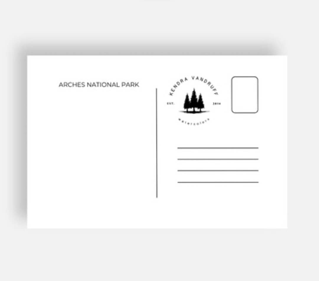 Kendra VanDruff Watercolors - Vente Cartes postales - Carte postale Polaroid du parc national des Arches1
