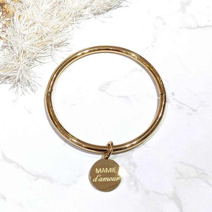 LOLO & YAYA - Wholesale Bangle Bracelet - Rigid bangle charm message *LOVE YOU GRANDMA*0