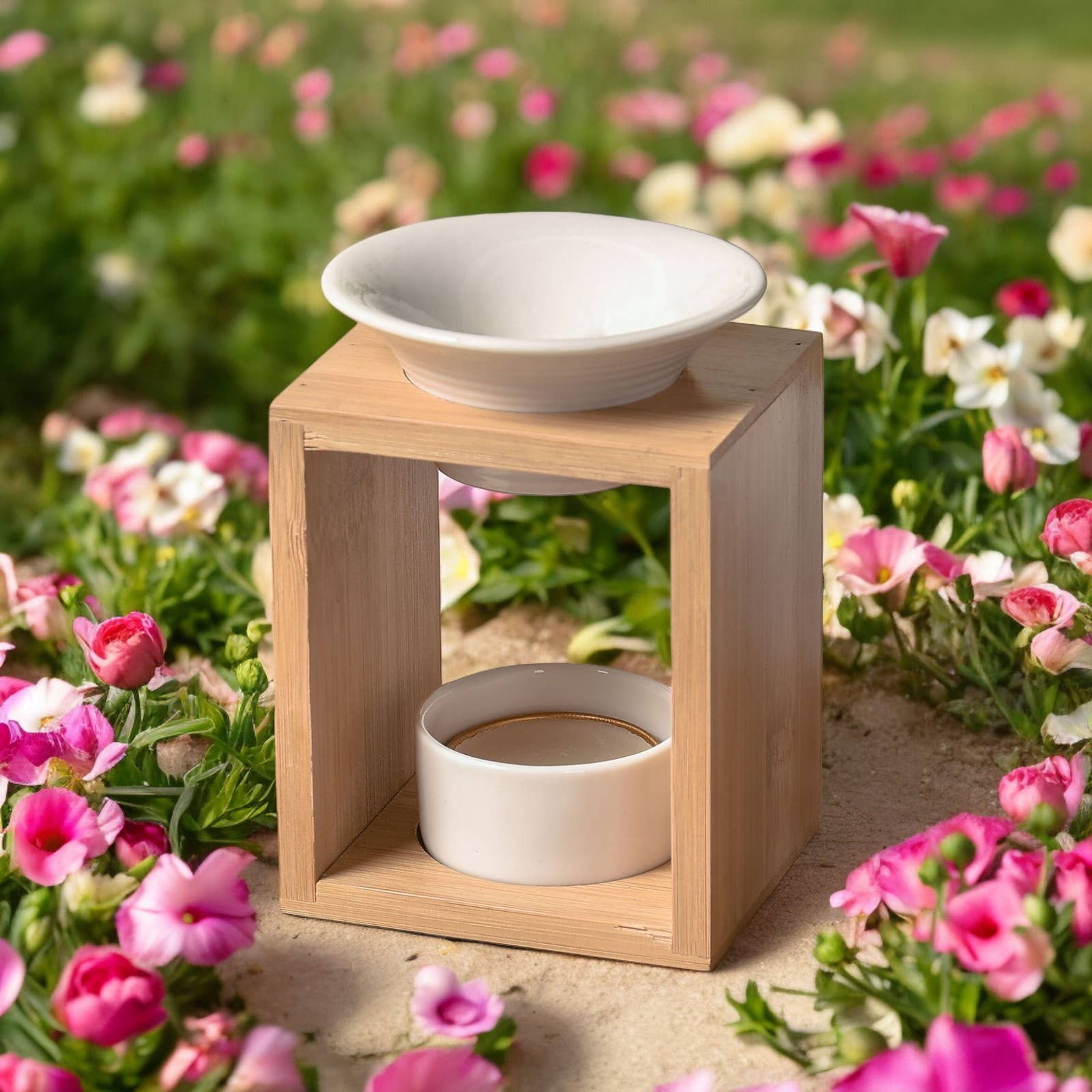 Zen'Arôme - Vendita all'ingrosso Scaldaolio - Bruciatore di profumo Arina in bambù e ceramica per cera profumata