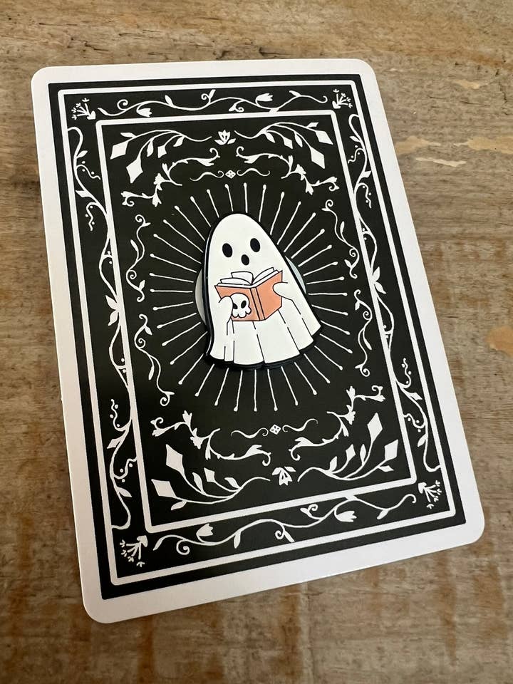Enamel Pin Reading Ghost for wholesale by LoVely Chaos