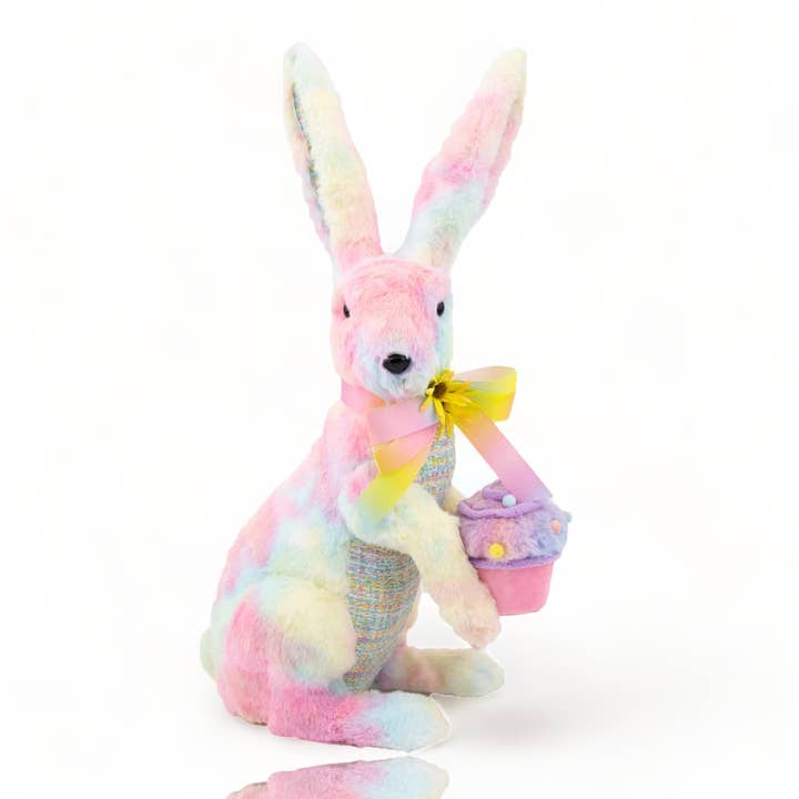December Diamonds - Wholesale Decorative Tabletop Object - Pastel Bunny w/Cupcake