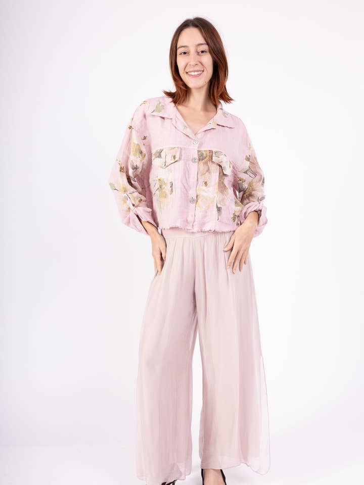 Floral linen jacket 13410 for wholesale by Shyloh