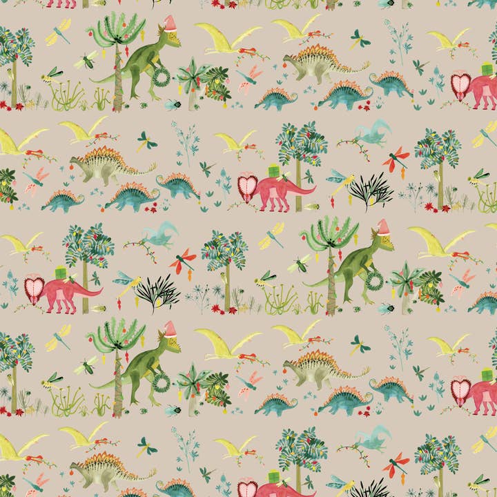 Rotolo di Carta da Regalo Natalizia con Dinosauri (3 fogli/rotolo) per la vendita all'ingrosso da parte di REVEL & Co.