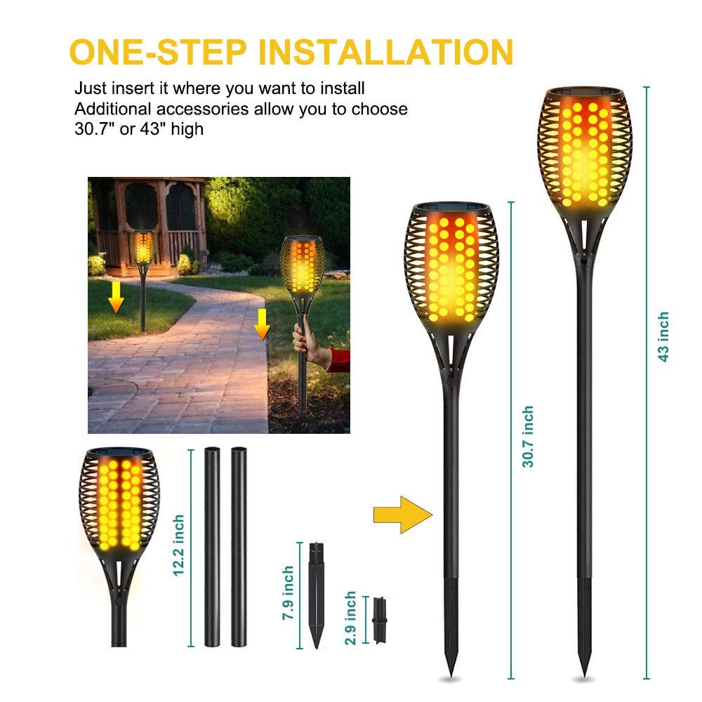 OutdoorSolarOutlet – wholesale Outdoor/lawn light – 4-Pack Solar Flickering Flames Torch Lights Outdoor Dusk to Dawn Auto On/Off 43 Inch3