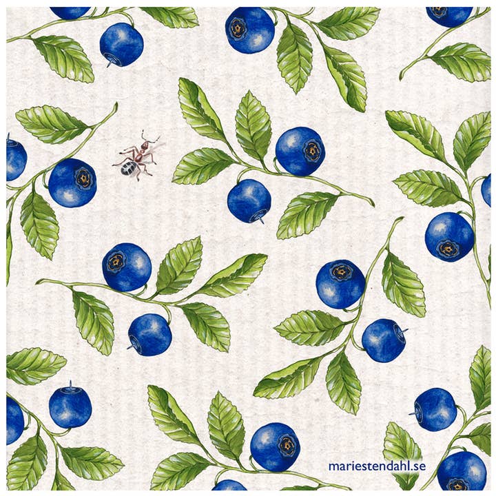 Swedish Dishcloth - Blueberries by Marie Stendahl for wholesale by Scandinavian Specialties