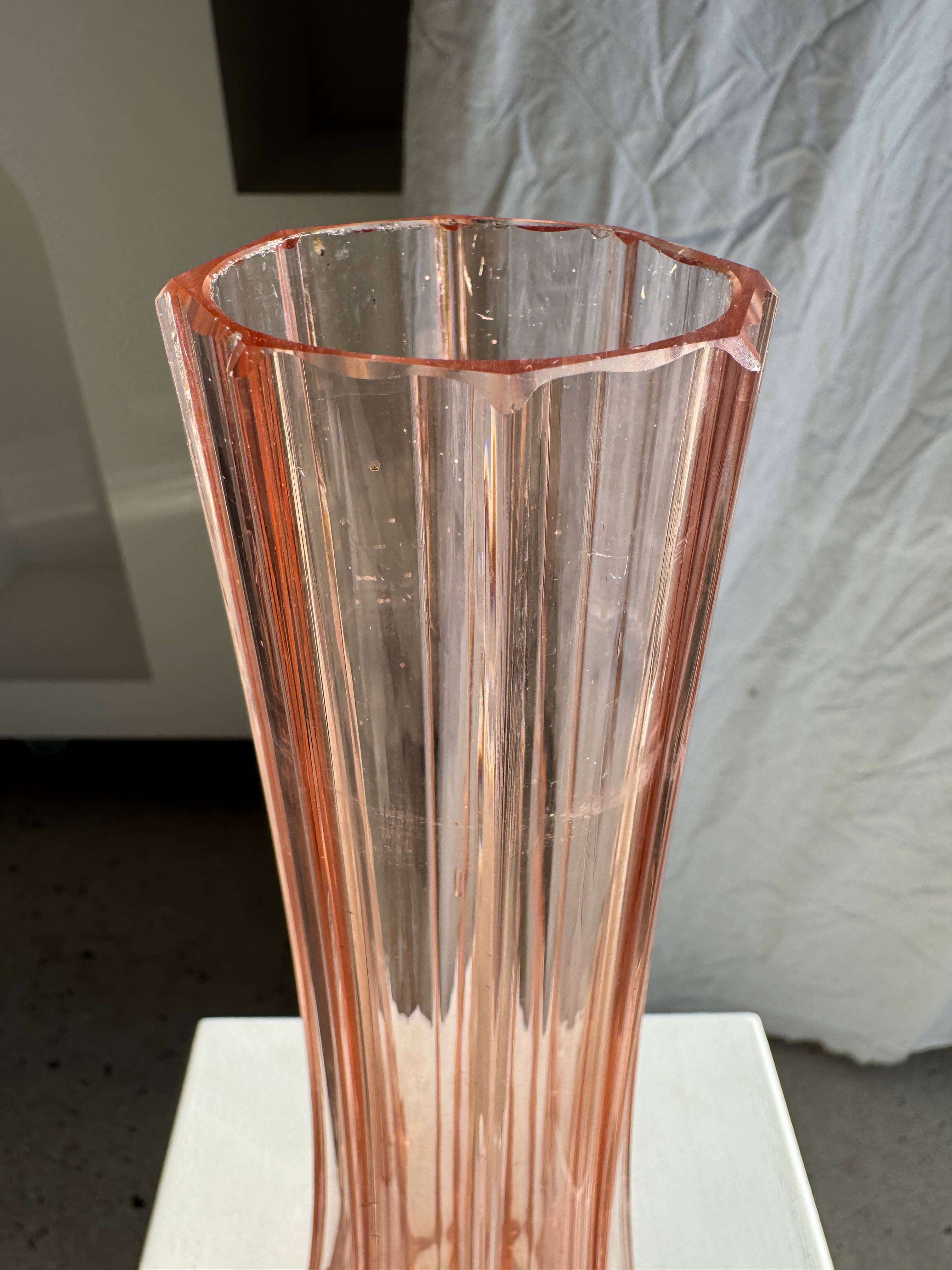 Large pink glass soliflore vase H37 D18A for wholesale on Faire6