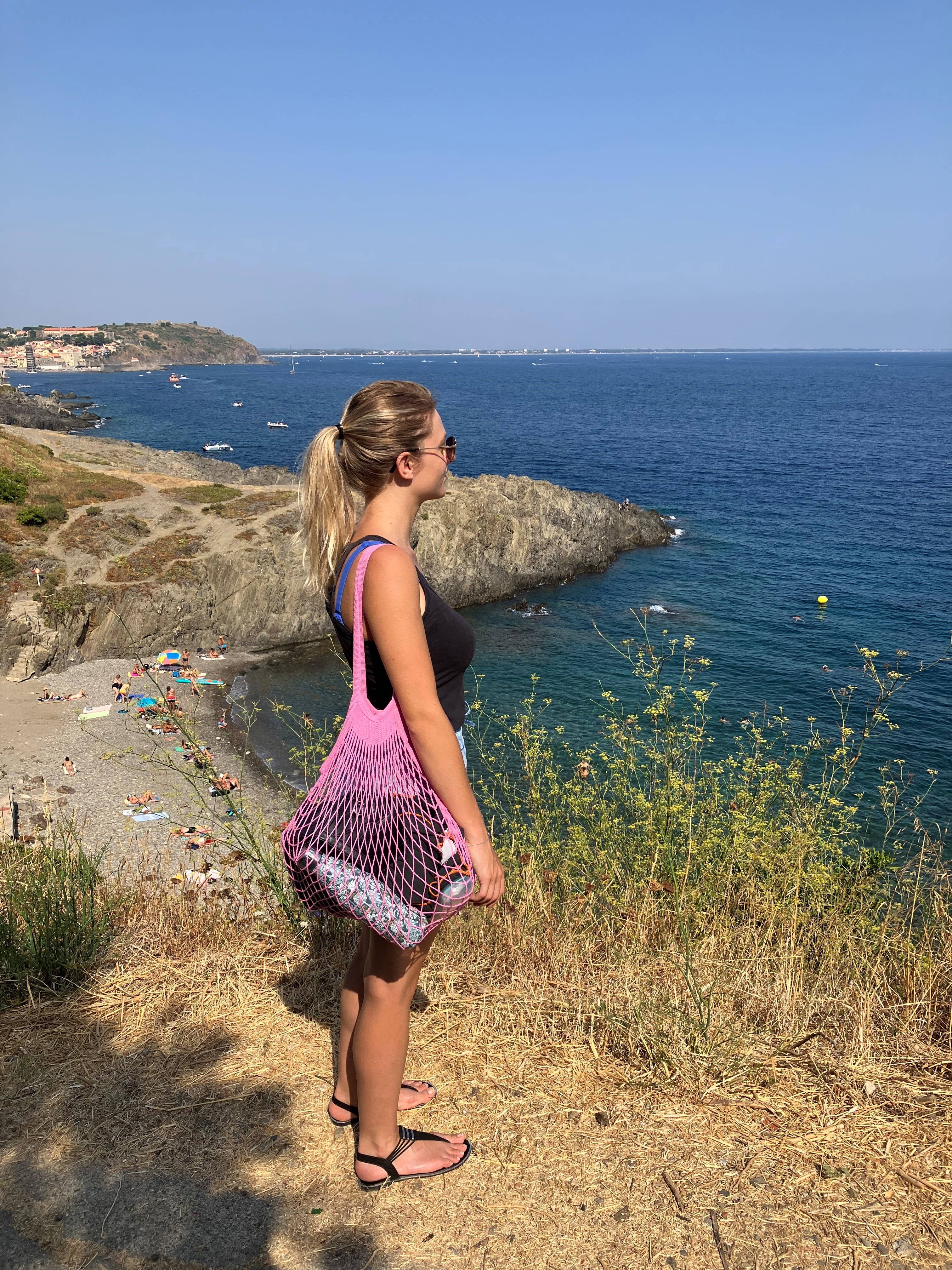 Filt1860 - Wholesale Grocery/Shopping Bag - Net shopping Rose Sorbet long handles1