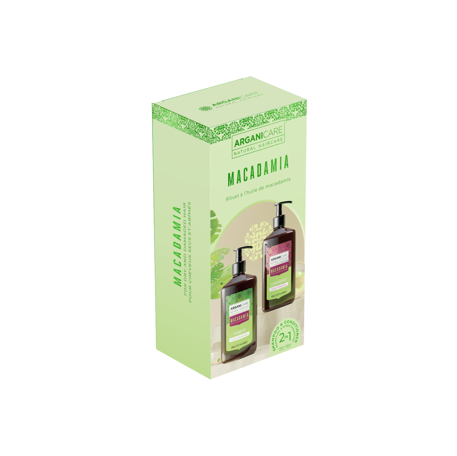 ARGANICARE – Engroshandel Shampoo- og balsamsæt – Macadamia shampoo+balsam sæt1