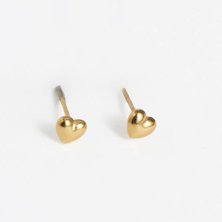 Howard's – wholesale Stud/post earrings – Waterproof Earrings Puffy Heart Studs in Gold & Steel3