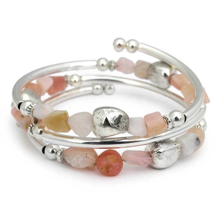 Pink Reverie - Bracelet pépite d'opale péruvienne pour la vente par Crazyartgrrl Jewelry